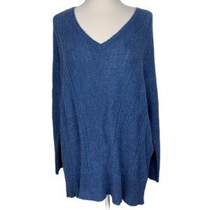 {Soft Surroundings} Thin Cable Knit V-Neck Sweater
